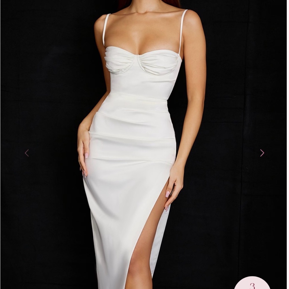 House of CB Ivory Midi Dress with Spaghetti Straps